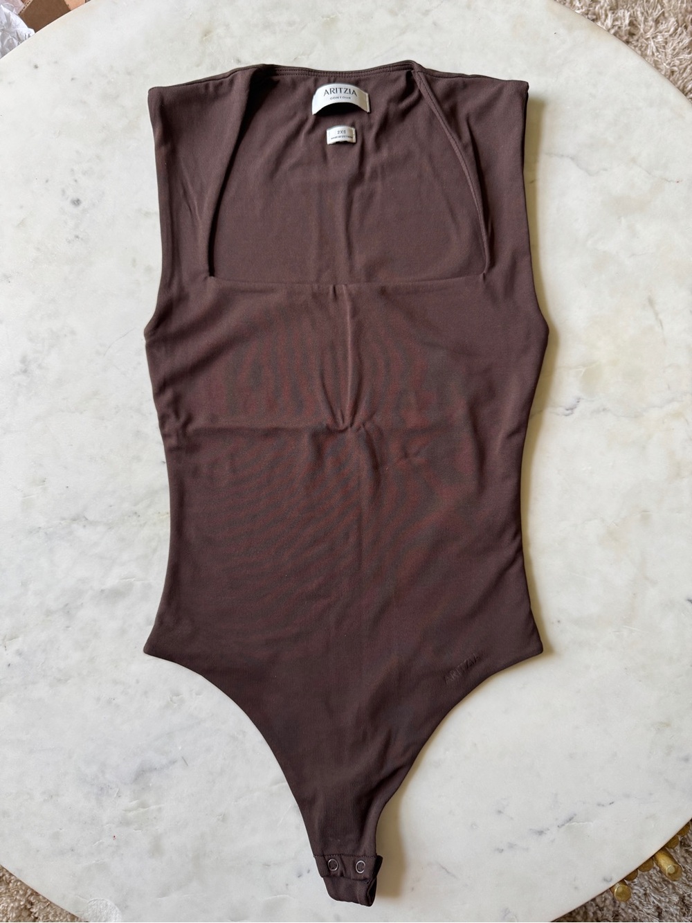 Aritzia Chocolate Brown Square-Neck Bodysuit